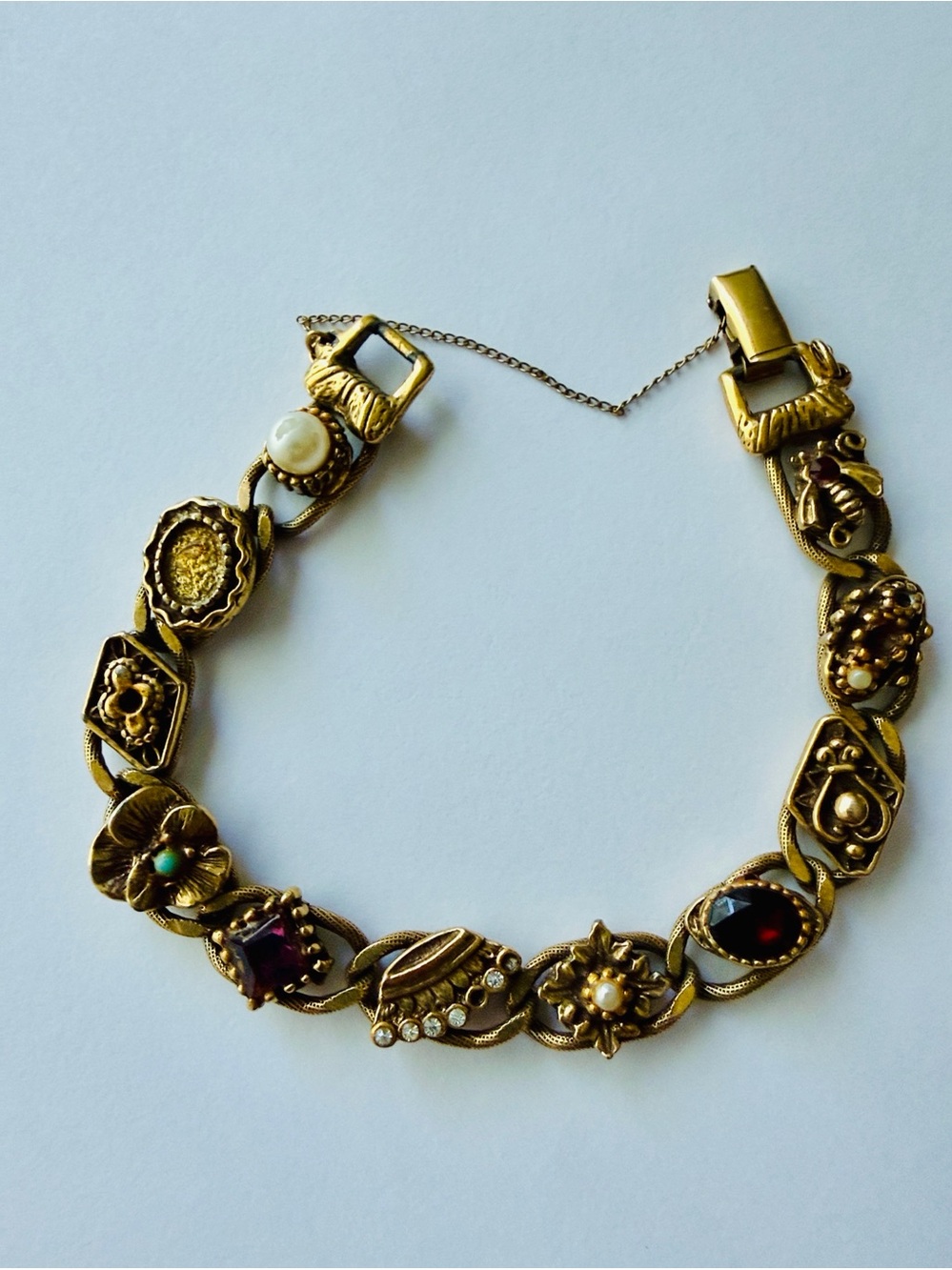 Gold-Tone Multi Stone Floral Bracelet - Women Jewelry